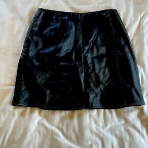 Leather black a-line skirt